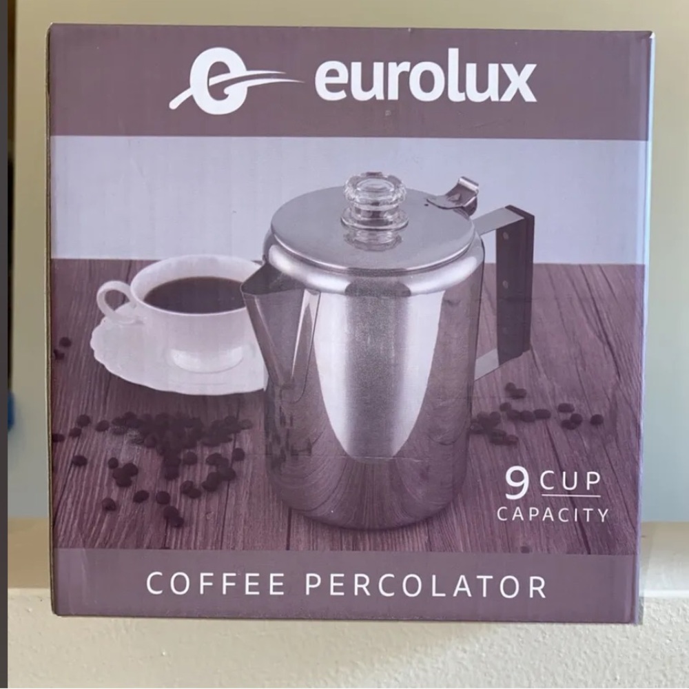 Eurolux Percolator Coffee Pot 9 Cups Durable Stainless Use camping or St…